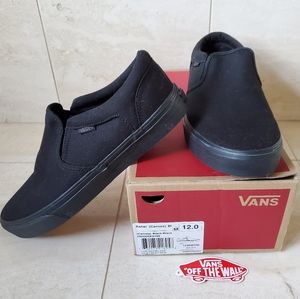 New Slip on Black Canvas Van's Mens 12 Asher